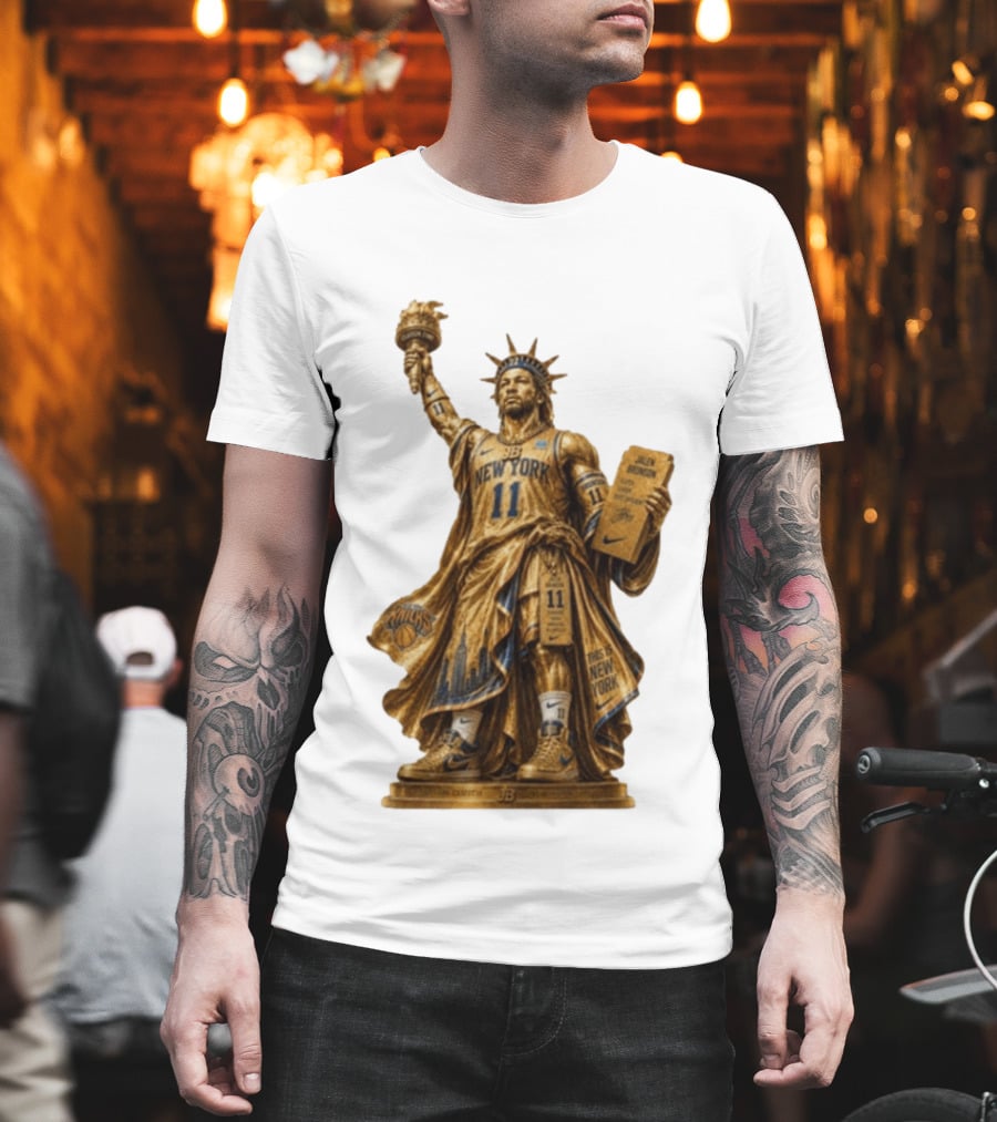 New York Knicks Jalen Brunson Statue Of Liberty Nike 11 Basketball Knicks T-Shirt