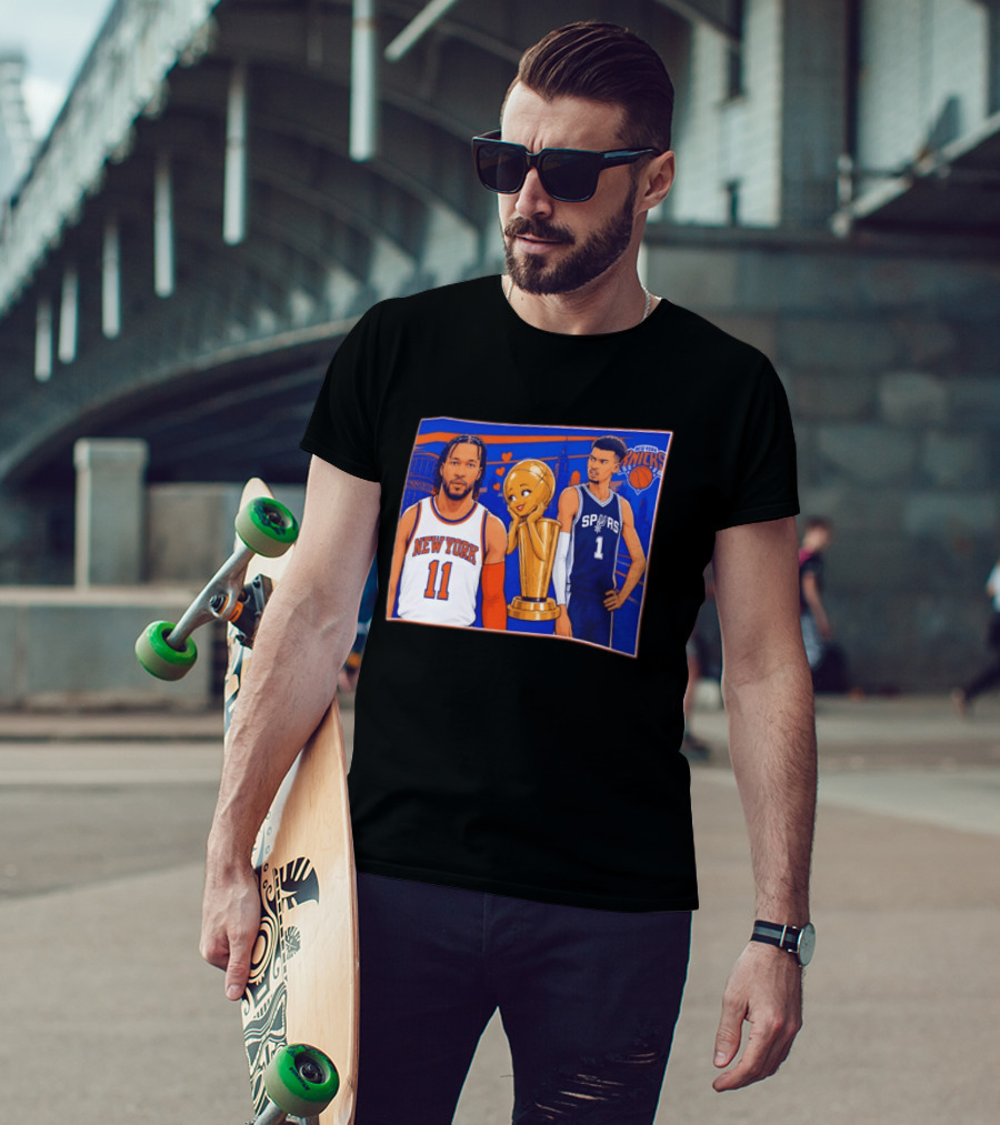 Jalen Brunson New York Knicks Victor Wembanyama San Antonio Spurs Larry O'Brien Trophy T-Shirt