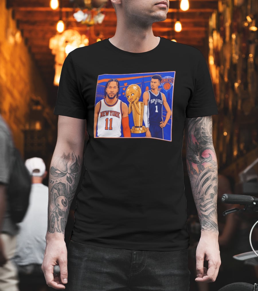 Jalen Brunson New York Knicks Victor Wembanyama San Antonio Spurs Larry O'Brien Trophy T-Shirt