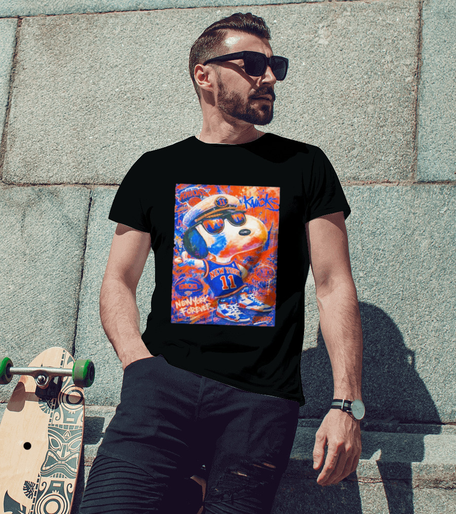 New York Knicks Snoopy Captain 11 New York Forever Streetwear Collection T-Shirt