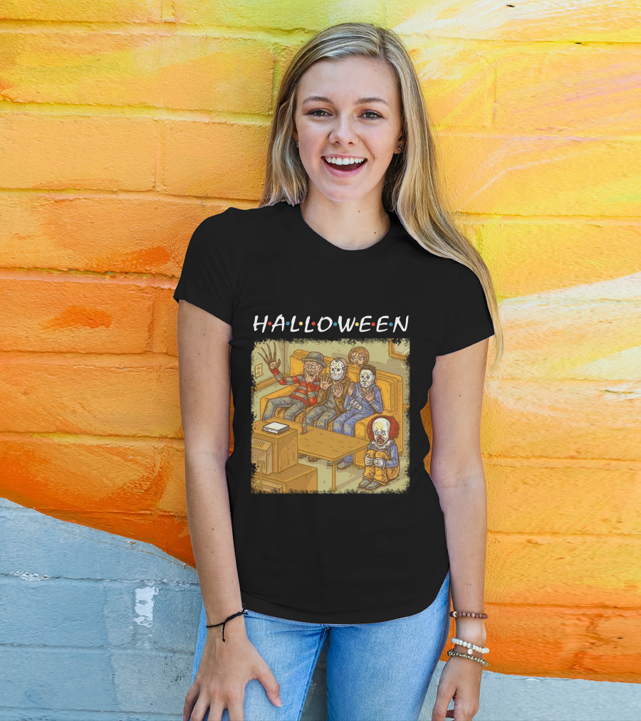 Halloween Horror Icons Relax On Couch T-Shirt