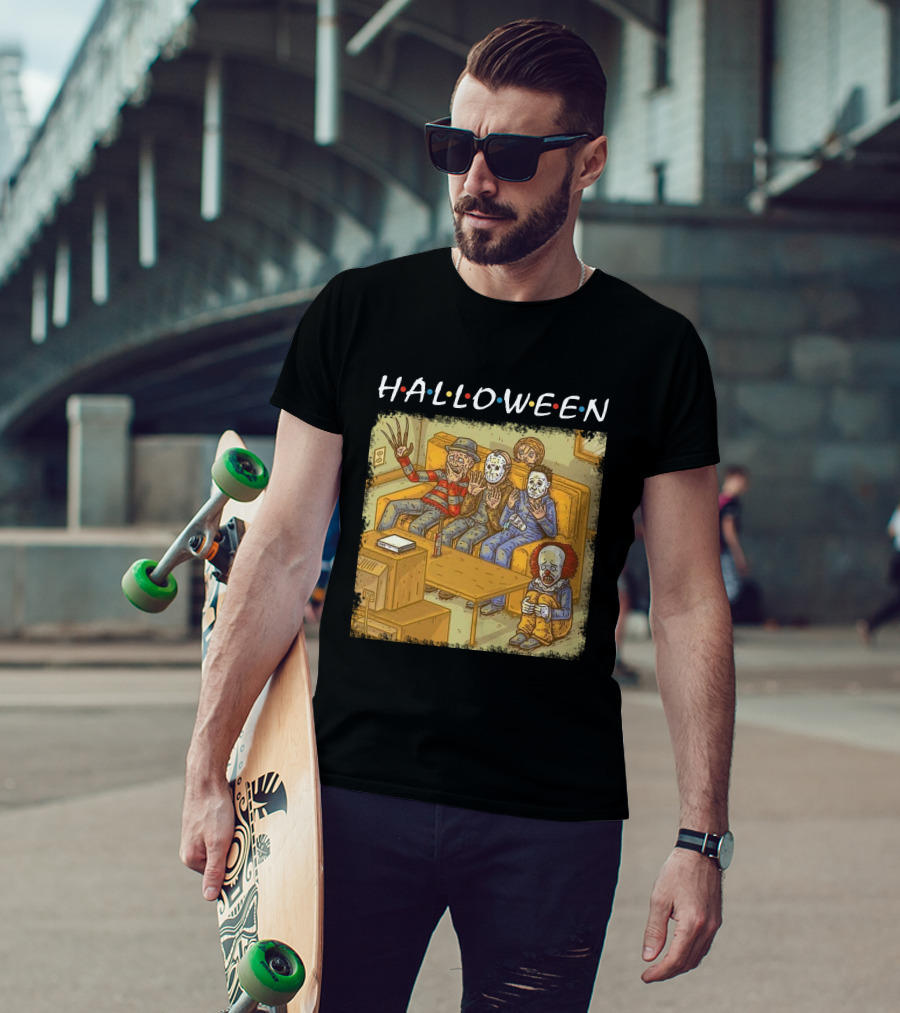 Halloween Horror Icons Relax On Couch T-Shirt