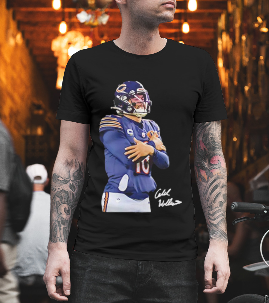 Caleb Williams Chicago Bears Ice Man Signature Football T-Shirt