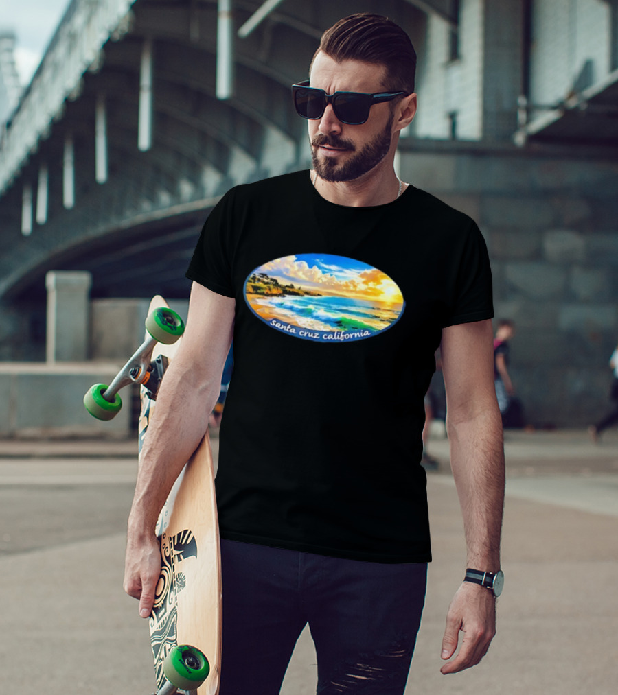 Ocean Coastal Scene Santa Cruz California Sunset T-Shirt