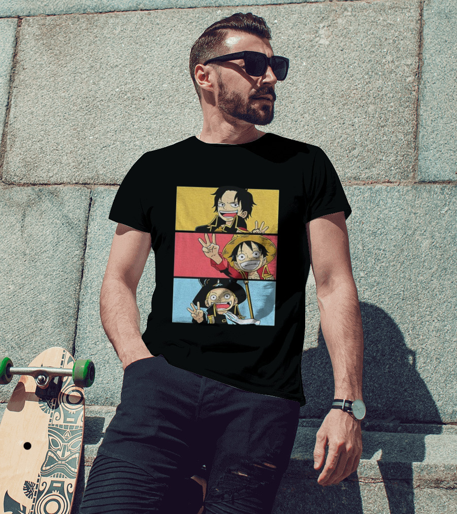 Straw Hat Pirates Luffy Ace Sabo Iwara One Piece Manga Brothers Japanese T-Shirt