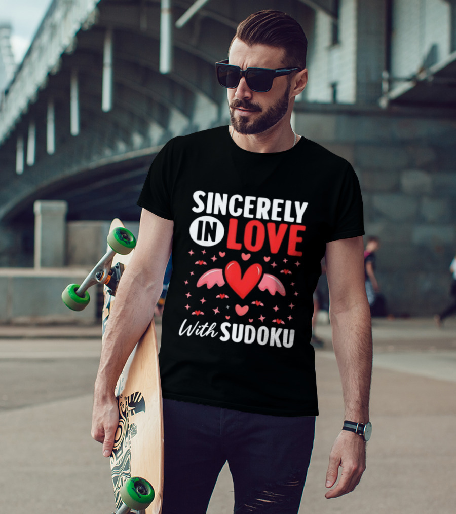Sincerely In Love With Sudoku Heart Wings And Stars T-Shirt