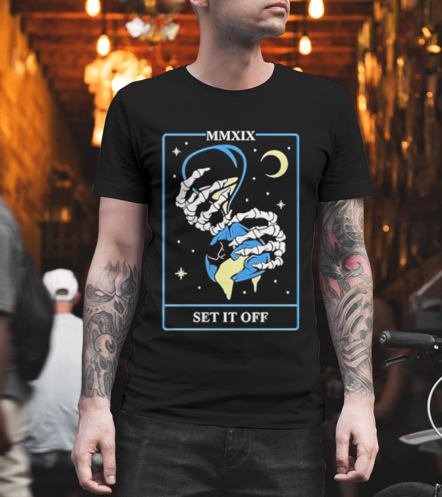 Set It Off Skeleton Hand MMXIX Moon And Stars T-Shirt