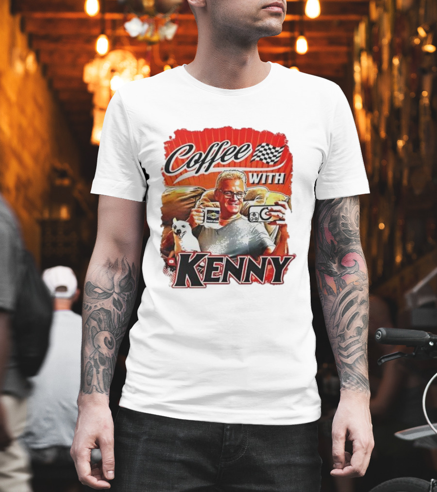 Coffee With Kenny Racing Checkered Flag and Dog T-Shirt
