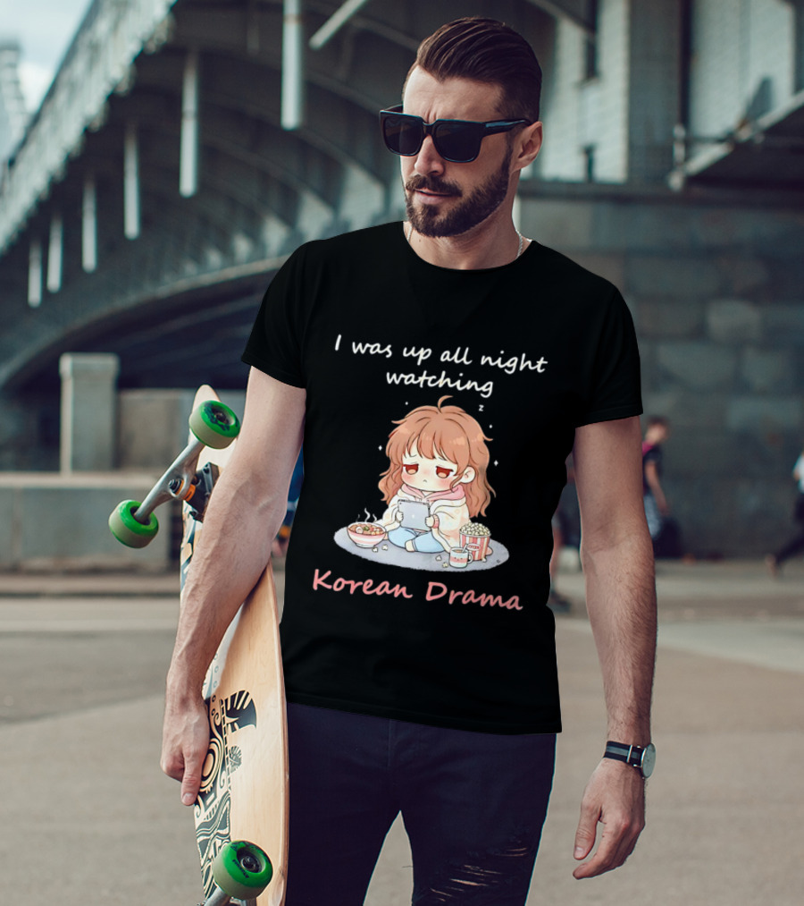 I'm Sorry, I Was Up All Night Ing Korean Drama Cute Girl Pajama Snack Scene T-Shirt