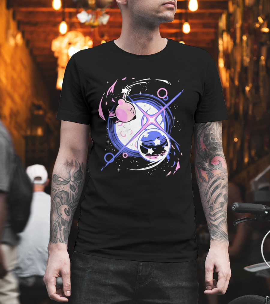 Kirby Celestial Cosmic Dance with Stars and Lunar T-Shirt