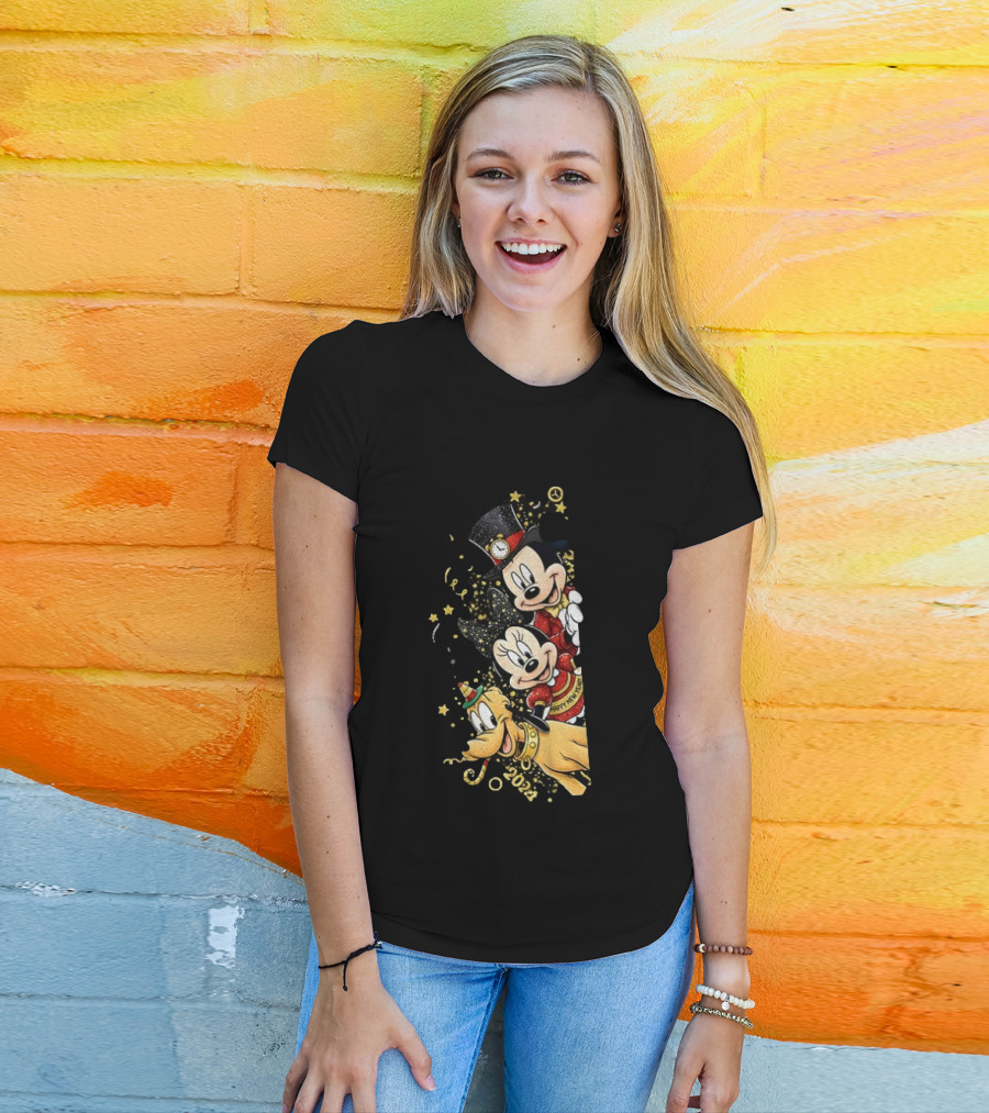 Mickey Mouse Happy New Year 2023 Pluto Minnie Celebration T-Shirt