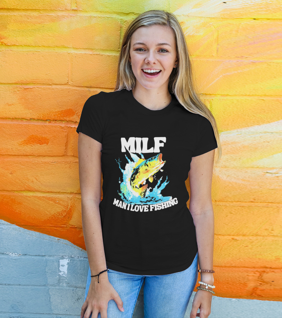MILF Man I Love Fishing Splashing Colorful Fish T-Shirt