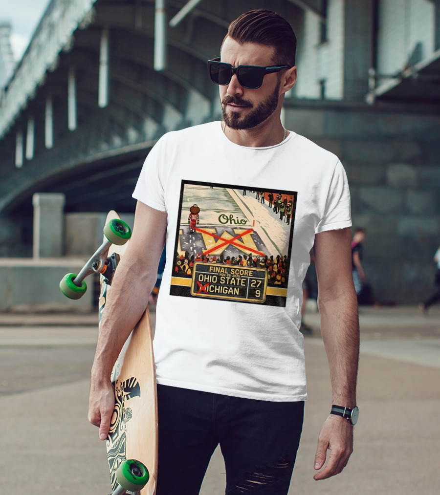 Ohio State 27 Michigan 9 Final Score 2025 Brutus Crossing Out The M Ohio Rivalry T-Shirt