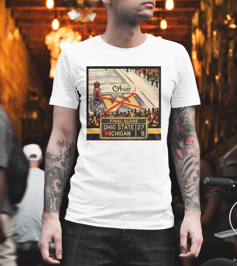 Ohio State 27 Michigan 9 Final Score 2025 Brutus Crossing Out The M Ohio Rivalry T-Shirt
