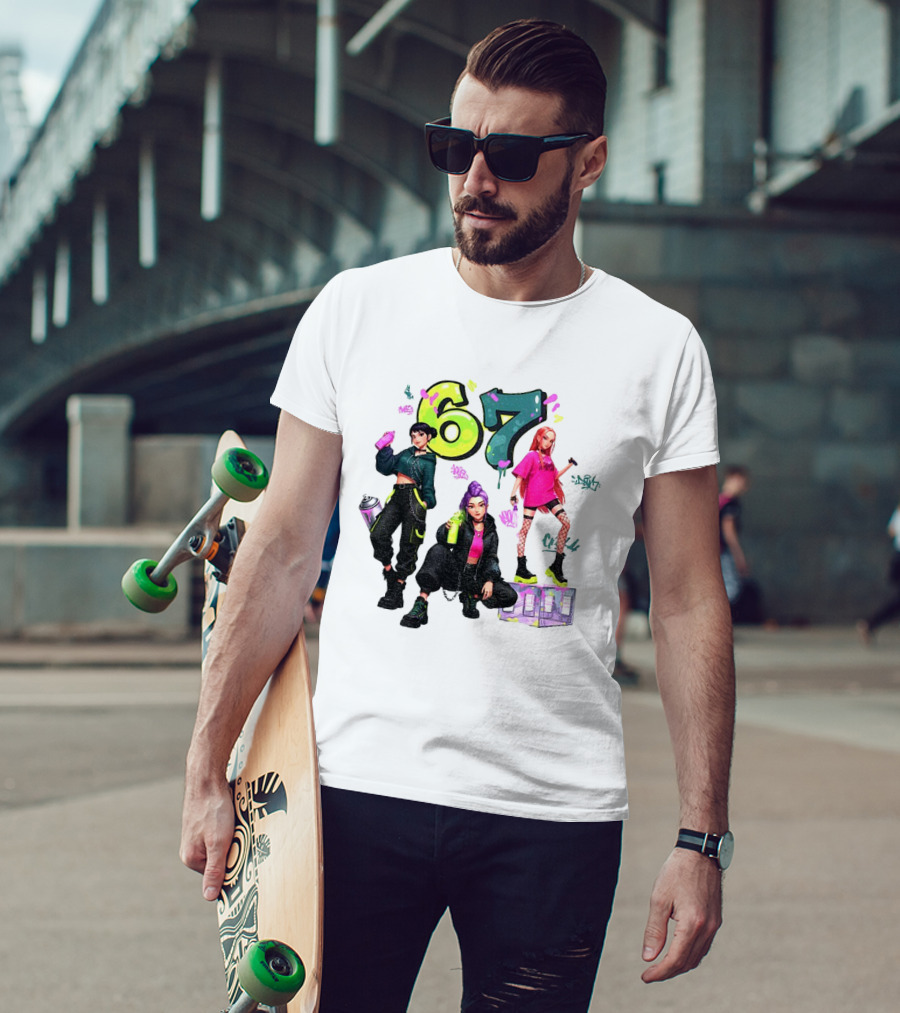 Six Seven 67 Graffiti Kpop Huntrix Girls Band Meme T-Shirt