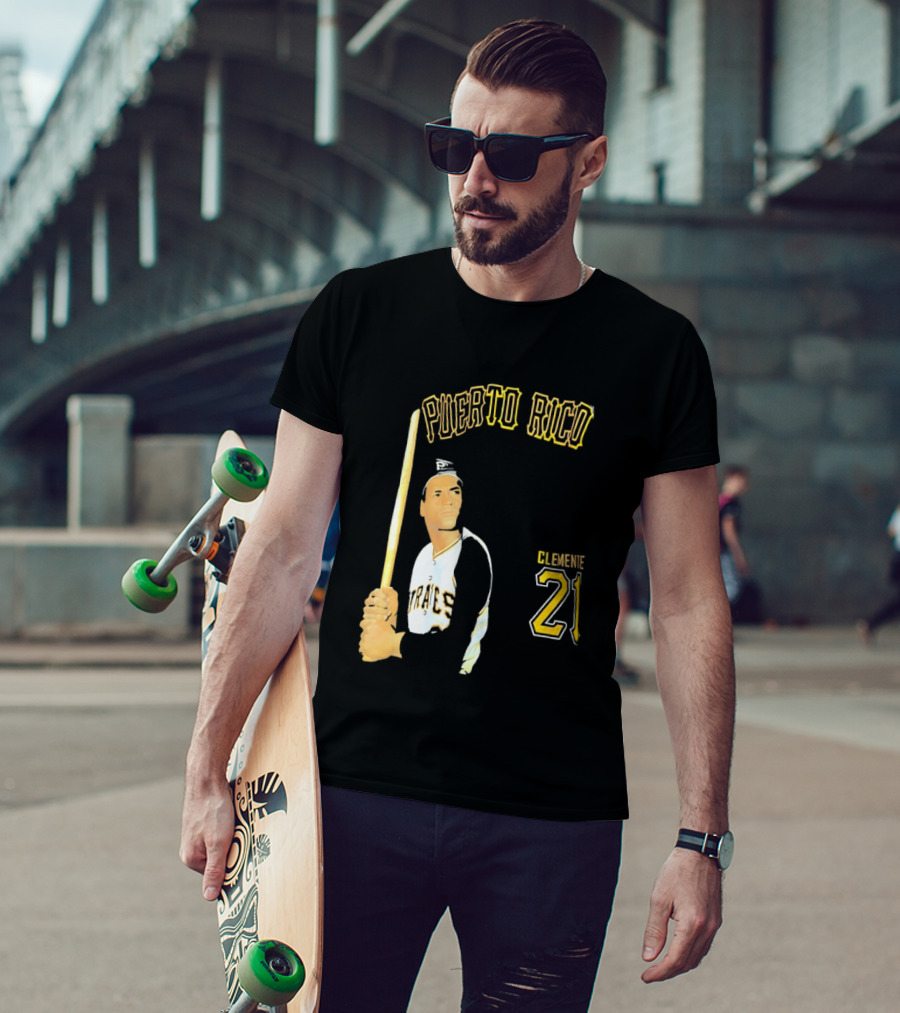 Puerto Rico Roberto Clemente 21 Pittsburgh Pirates Baseball T-Shirt