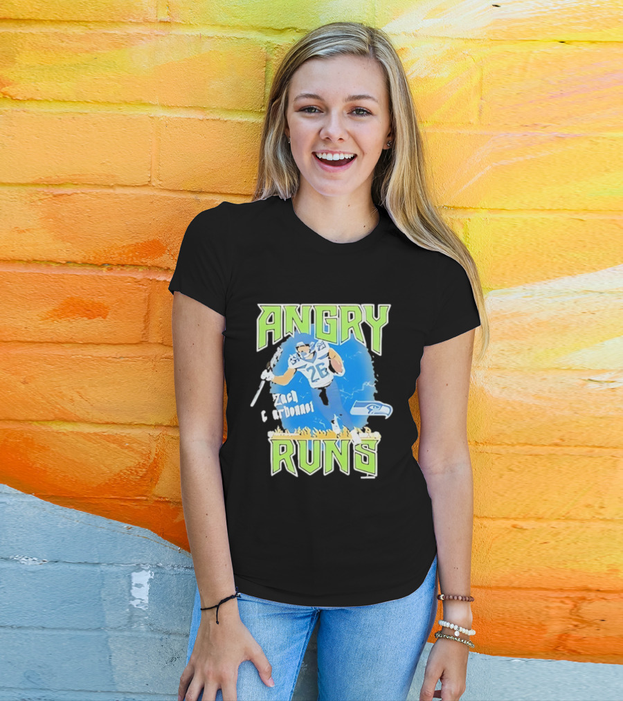 Seattle Seahawks Zach Charbonnet Angry Runs NFL Football 26 Seahawks Fan Gear T-Shirt