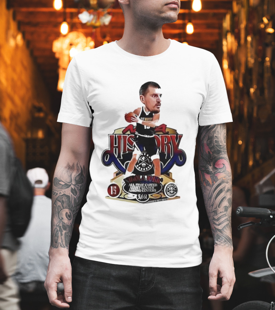 Nikola Jokic Nuggets NBA History All Time Basketball Cartoon T-Shirt