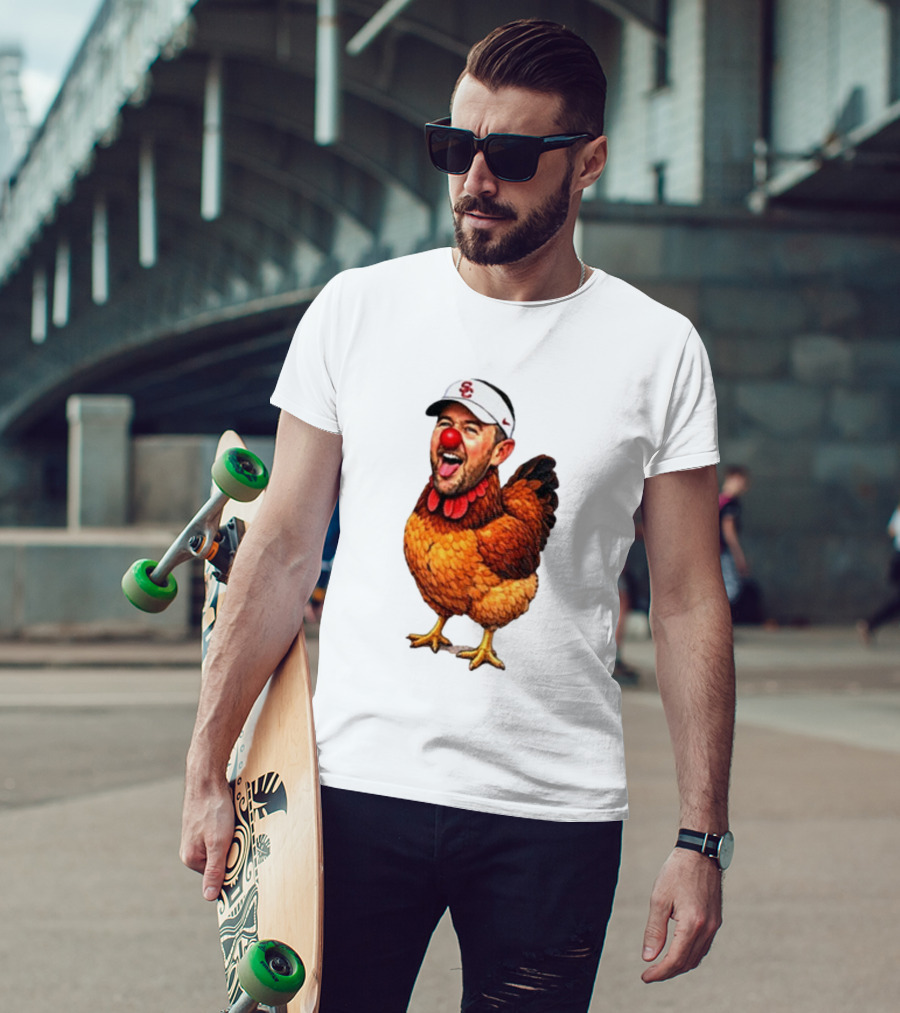 USC Coach Lincoln Riley Chicken Parody With Red Nose Clown Face T-Shirt