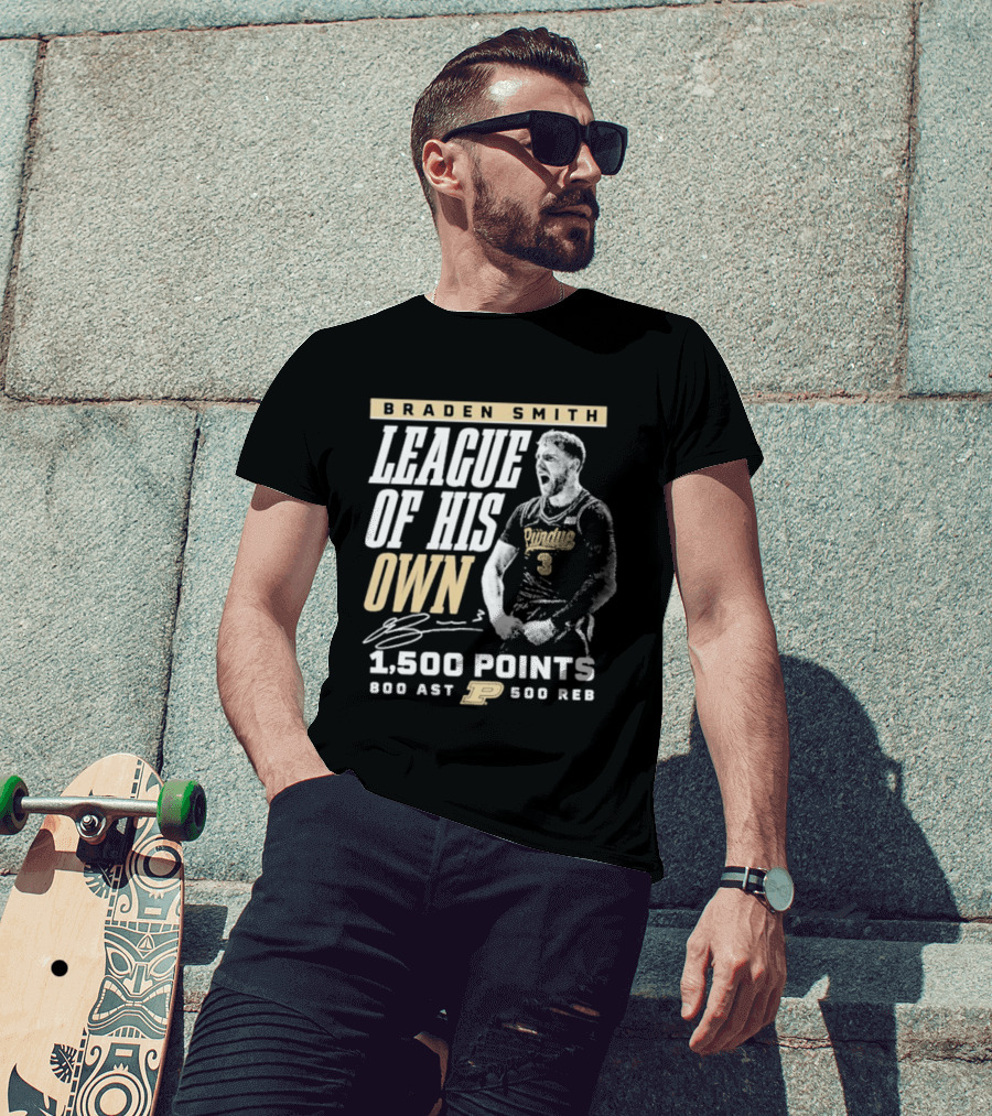 Braden Smith League Of His Own 1500 Points 800 Ast 500 Reb Purdue Boilermakers T-Shirt