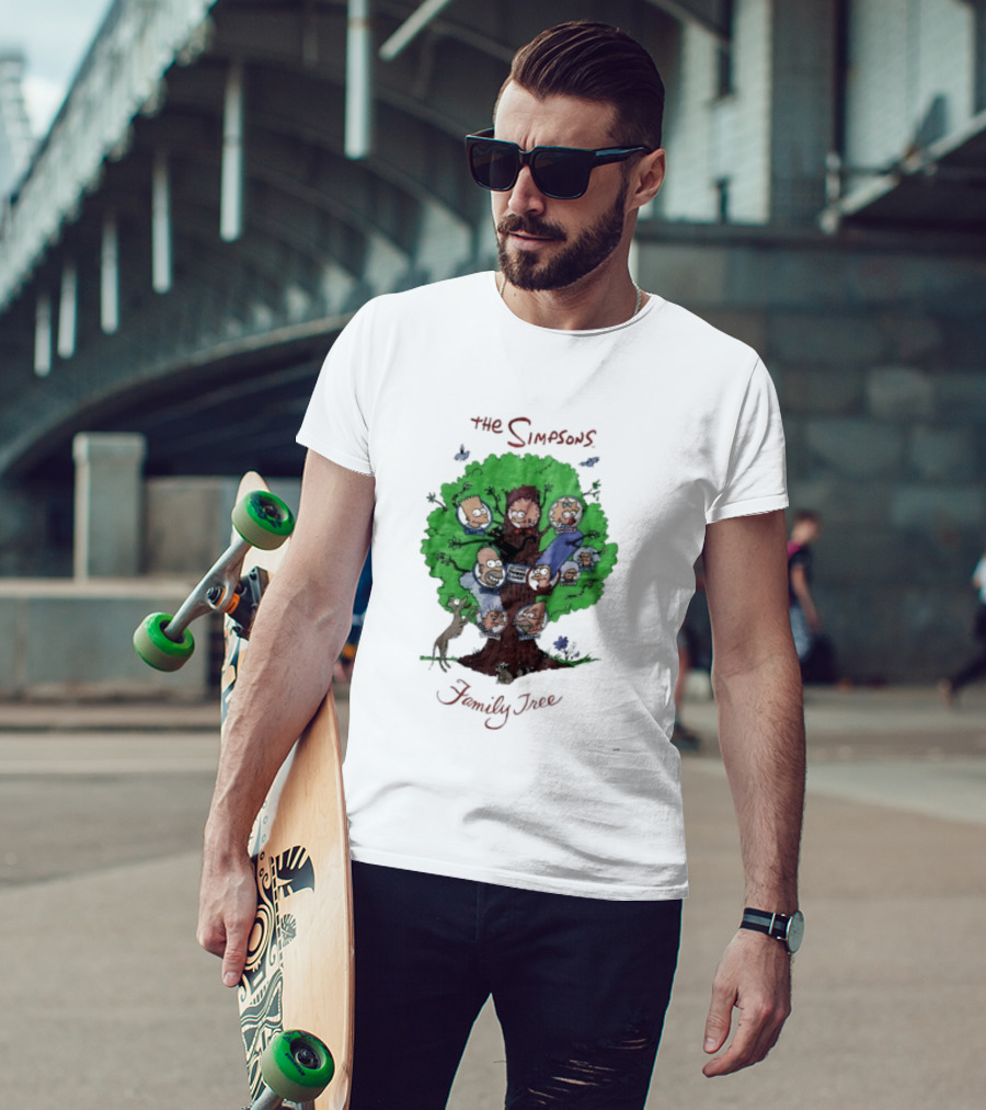 The Simpsons Family Tree Illustration With Iconic Characters Doubling As Branches T-Shirt