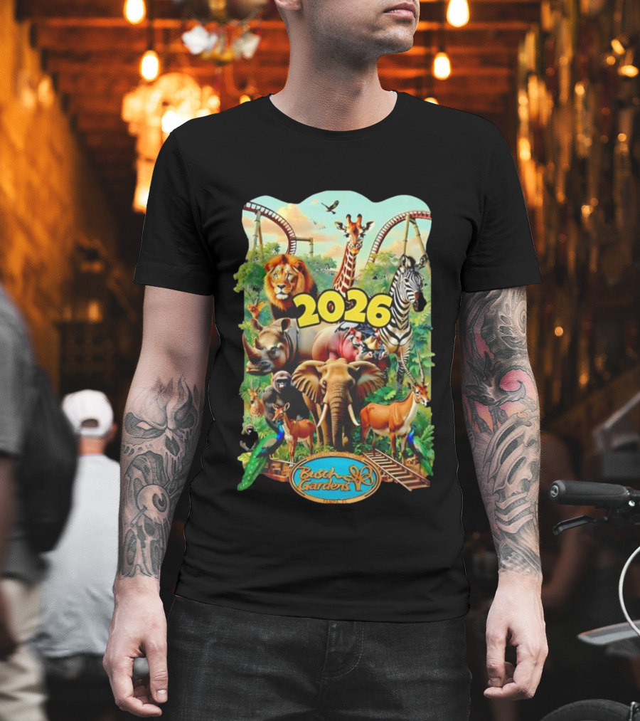 Busch Gardens 2026 Animals Lion Elephant Giraffe Zebra Tampa Roller Adventure T-Shirt