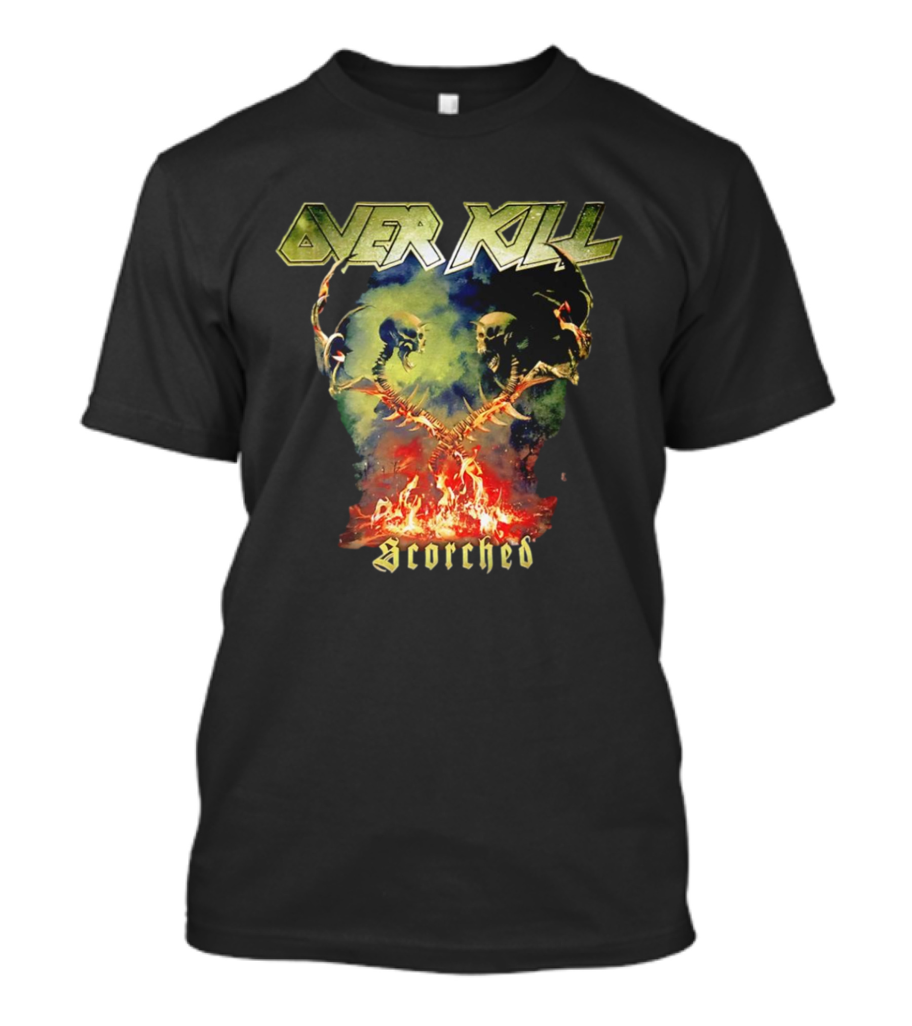 Overkill Scorched Skull Flames Tour Night T-Shirt