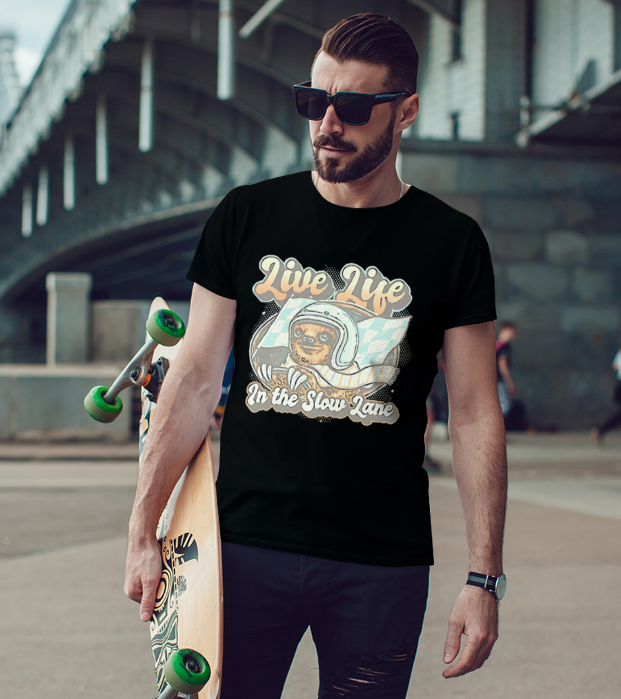 Live Life In The Slow Lane Sloth Racing Helmet T-Shirt