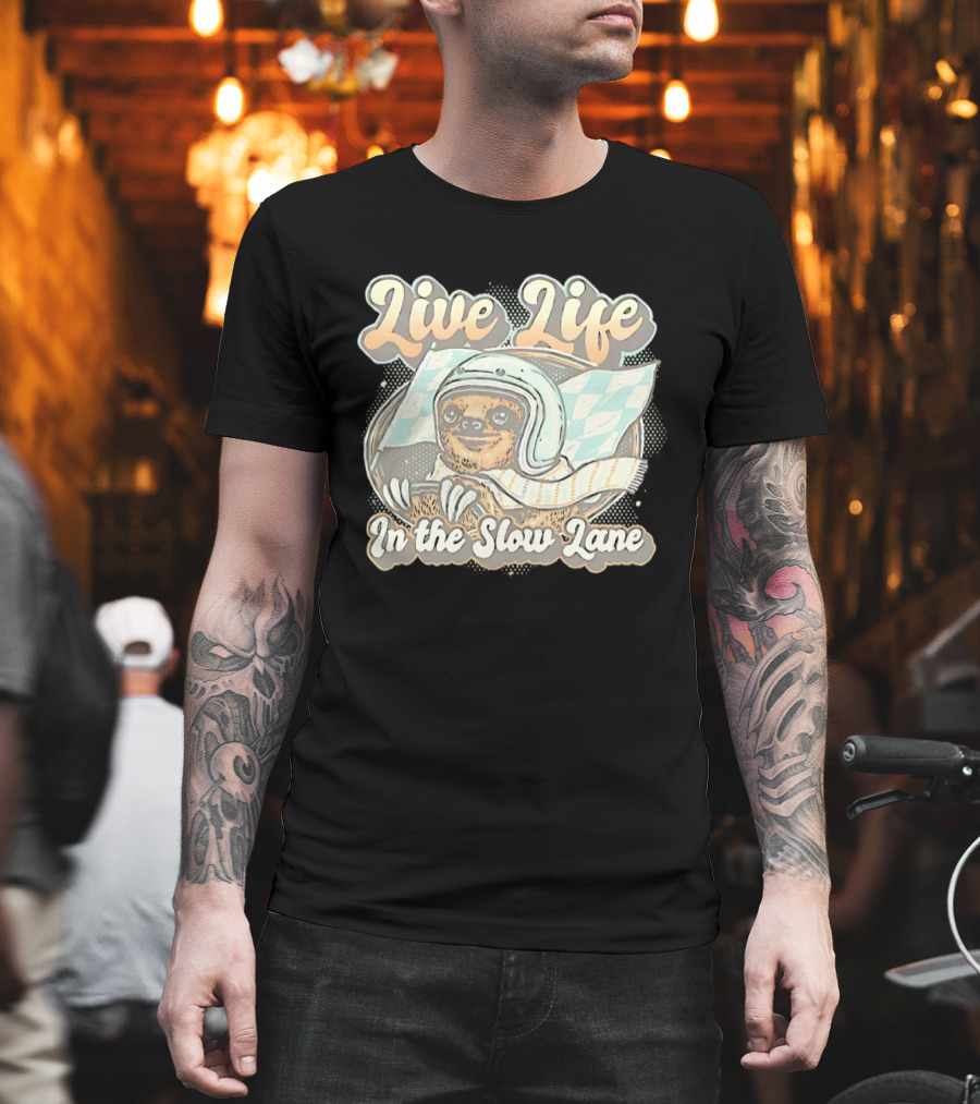 Live Life in the Slow Lane Sloth Racing Helmet T-Shirt