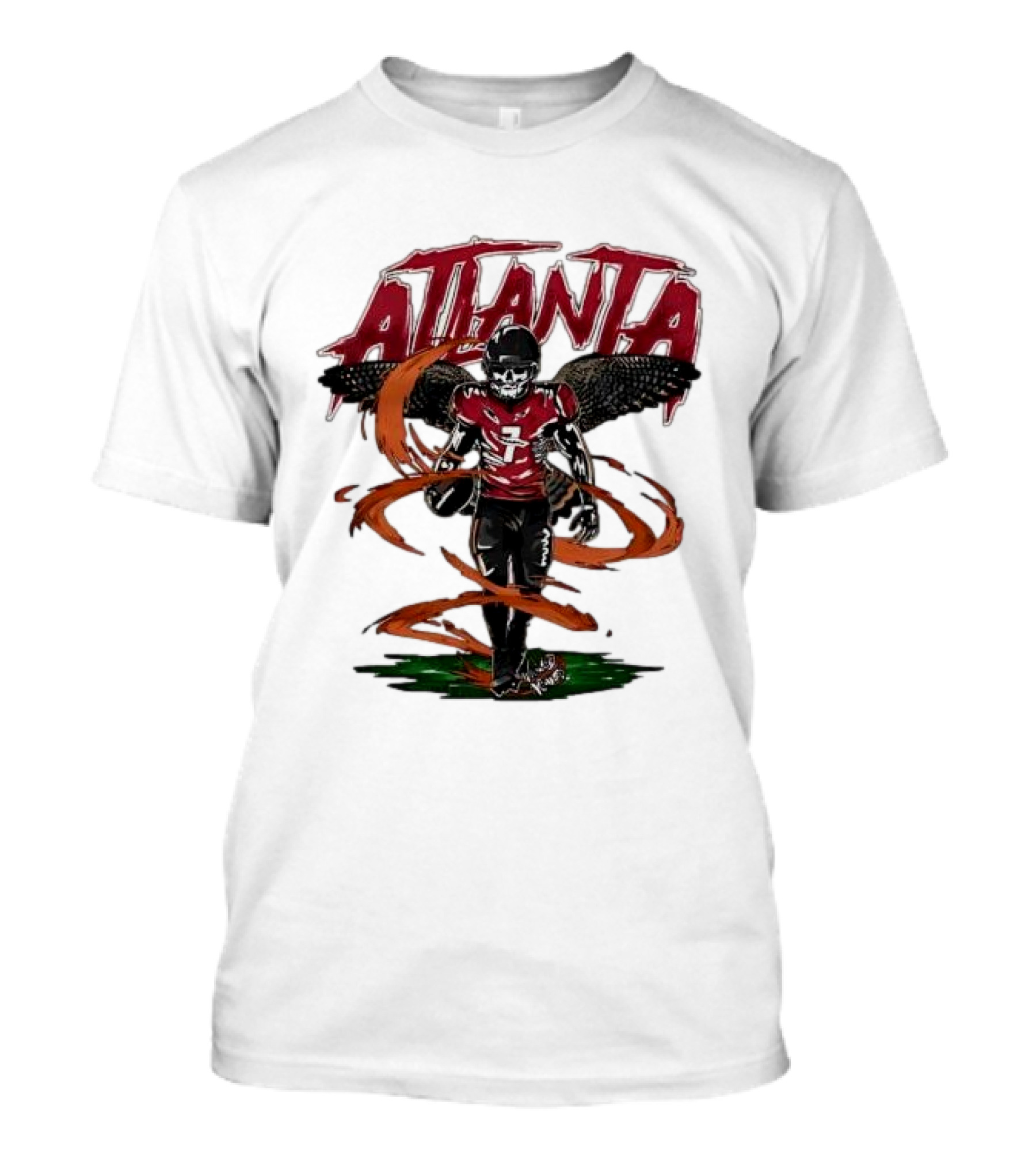 Atlanta Falcons Skeleton Football Player With Red Jersey And Wings T-Shirt