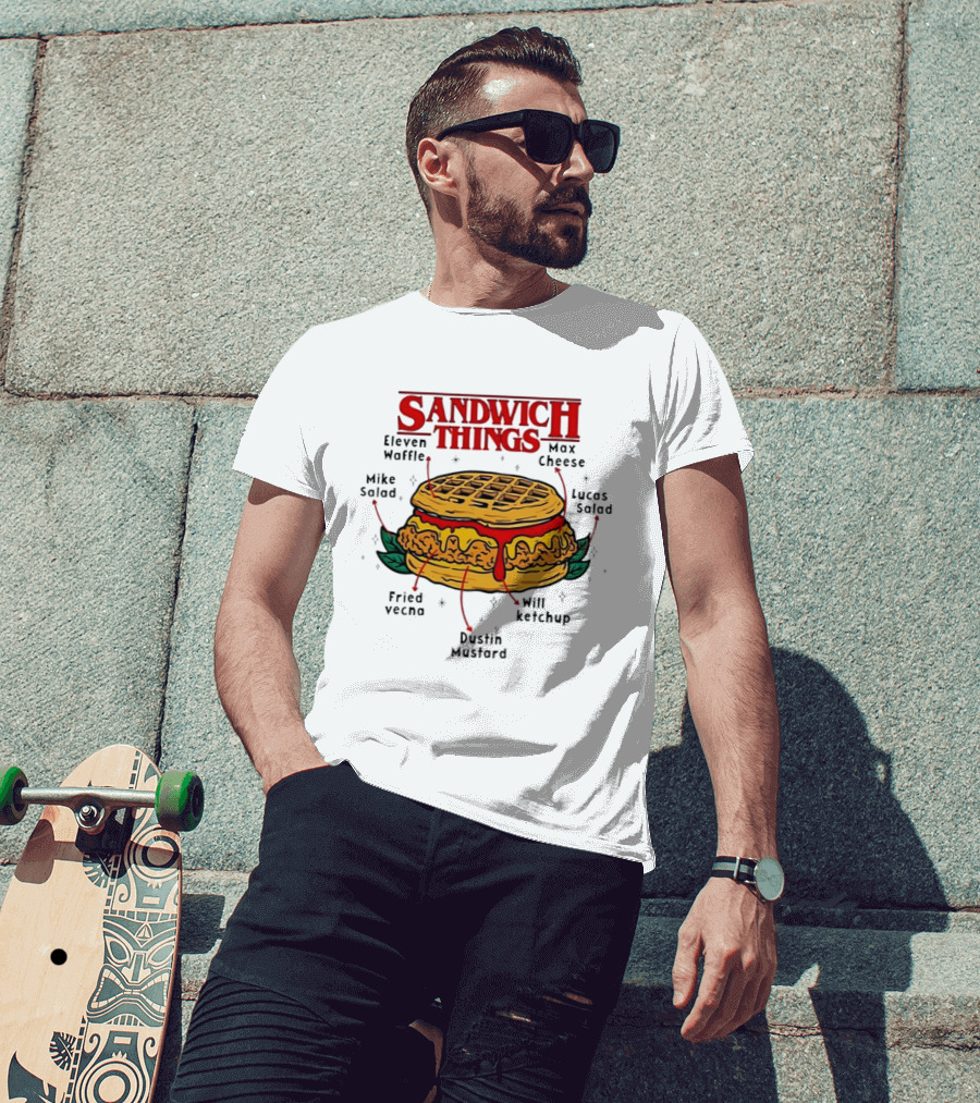 Sandwich Things Stranger Things Eleven Waffle Max Cheese Mike Lucas Salad T-Shirt