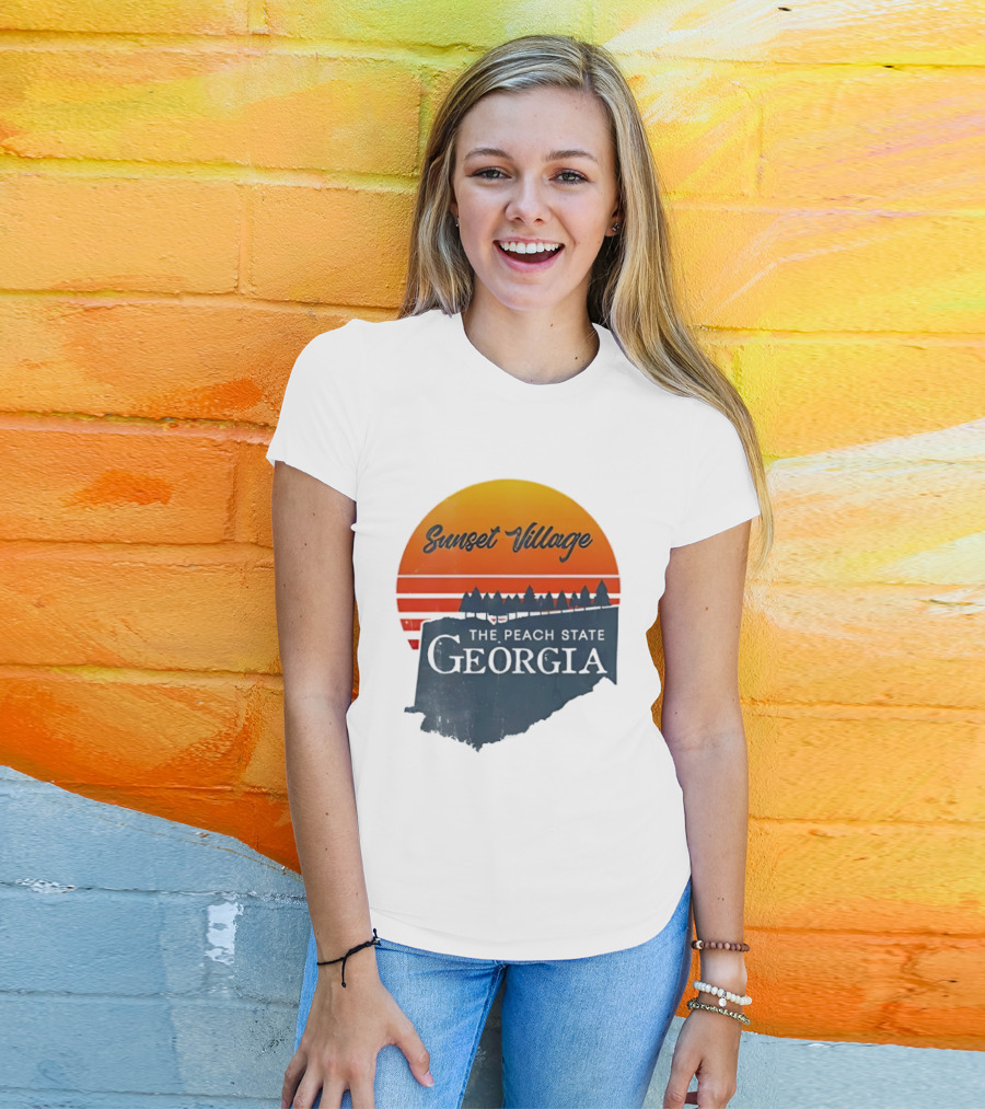 Sunset Village The Peach State Georgia T-Shirt