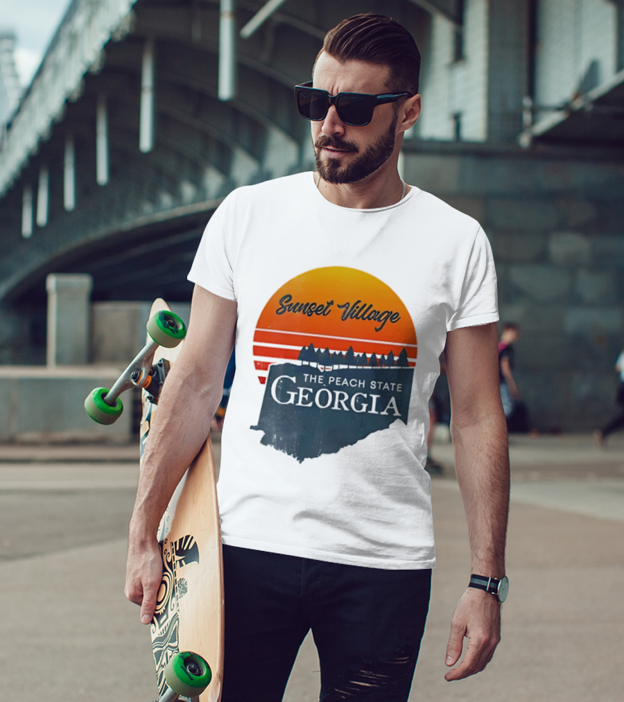 Sunset Village The Peach State Georgia T-Shirt