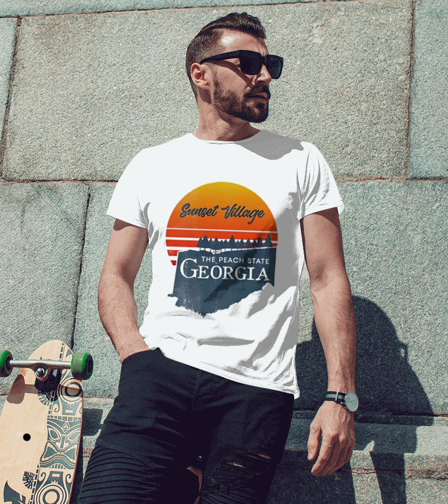 Sunset Village The Peach State Georgia T-Shirt