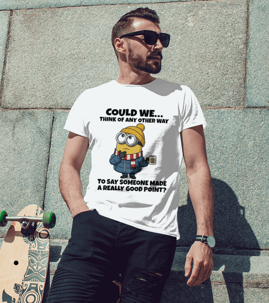 Minion Thinking Holding Coffee Winter Jacket And Beanie T-Shirt