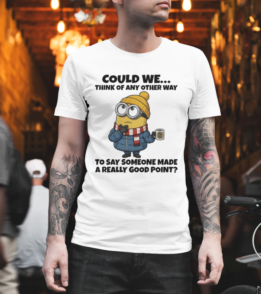 Minion Thinking Holding Coffee Winter Jacket and Beanie T-Shirt