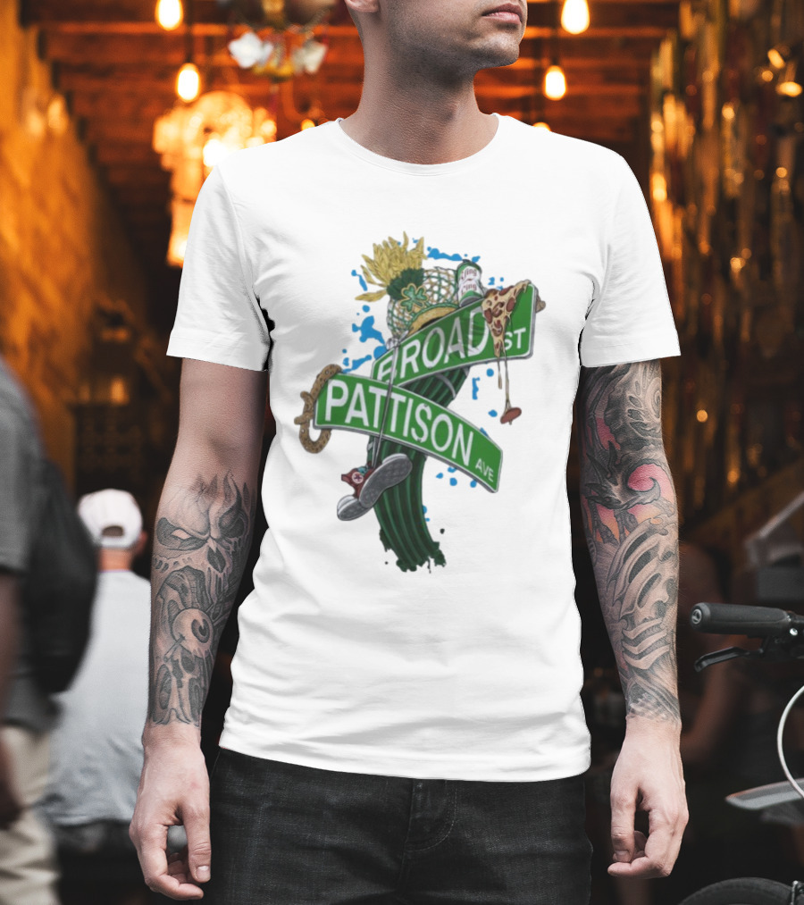 Philadelphia Eagles Broad St Pattison Ave Street Signs Pizza Cheesesteak Sunflower Clover T-Shirt