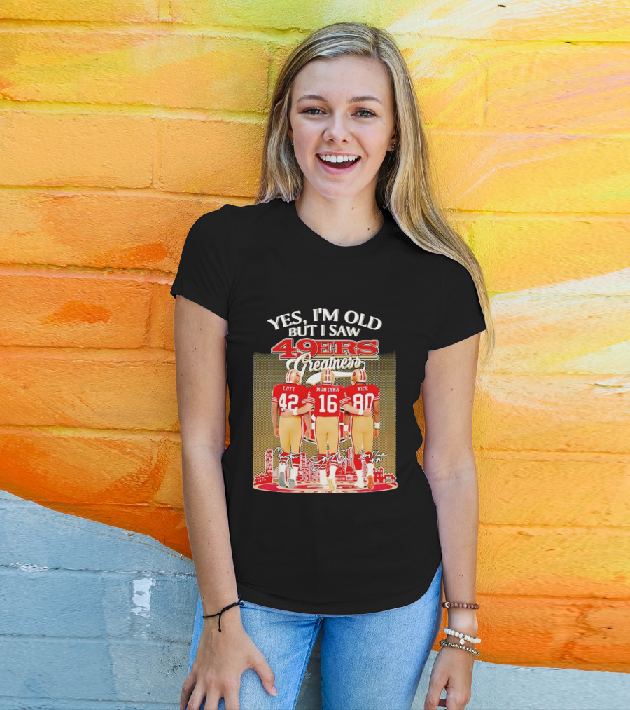 San Francisco 49ers Greatness City Skyline Lott Montana Rice Signatures T-Shirt