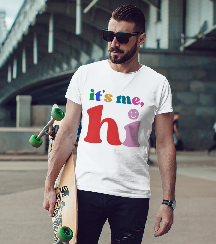 It's Me Hi Colorful Text With Smiley Face T-Shirt