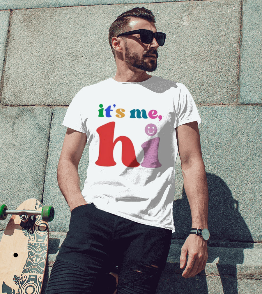 It's Me Hi Colorful Text With Smiley Face T-Shirt