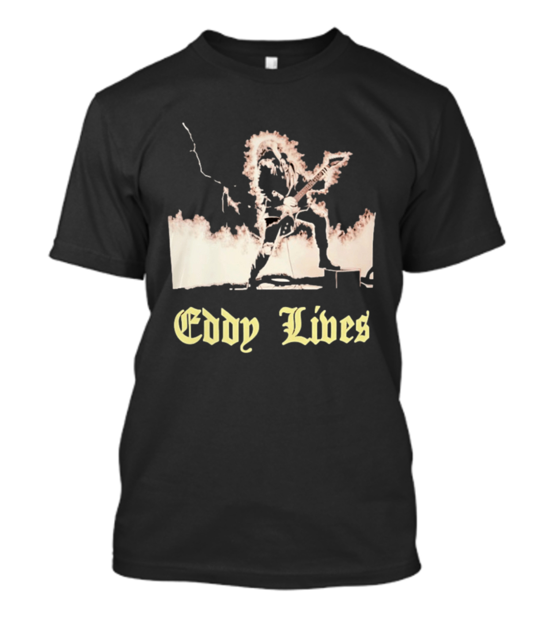 Eddy Lives Rock Music Guitar Flame Performance T-Shirt
