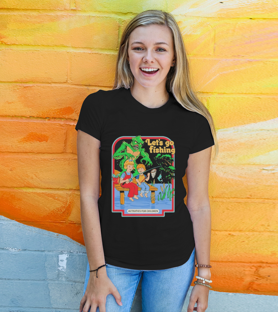 Let's Go Fishing Activities For Children Monster And Pond Adventure T-Shirt