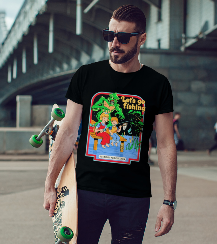 Let's Go Fishing Activities For Children Monster And Pond Adventure T-Shirt