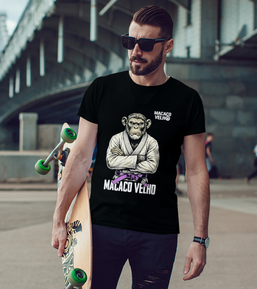 Monkey Macaco Velho Jiu Jitsu Purple Belt Seasoned Grappler T-Shirt
