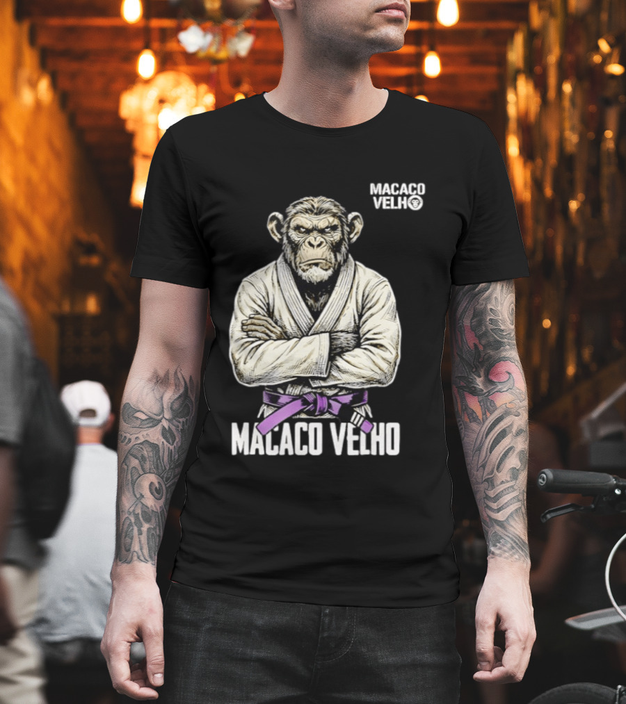 Monkey Macaco Velho Jiu Jitsu Purple Belt Seasoned Grappler T-Shirt