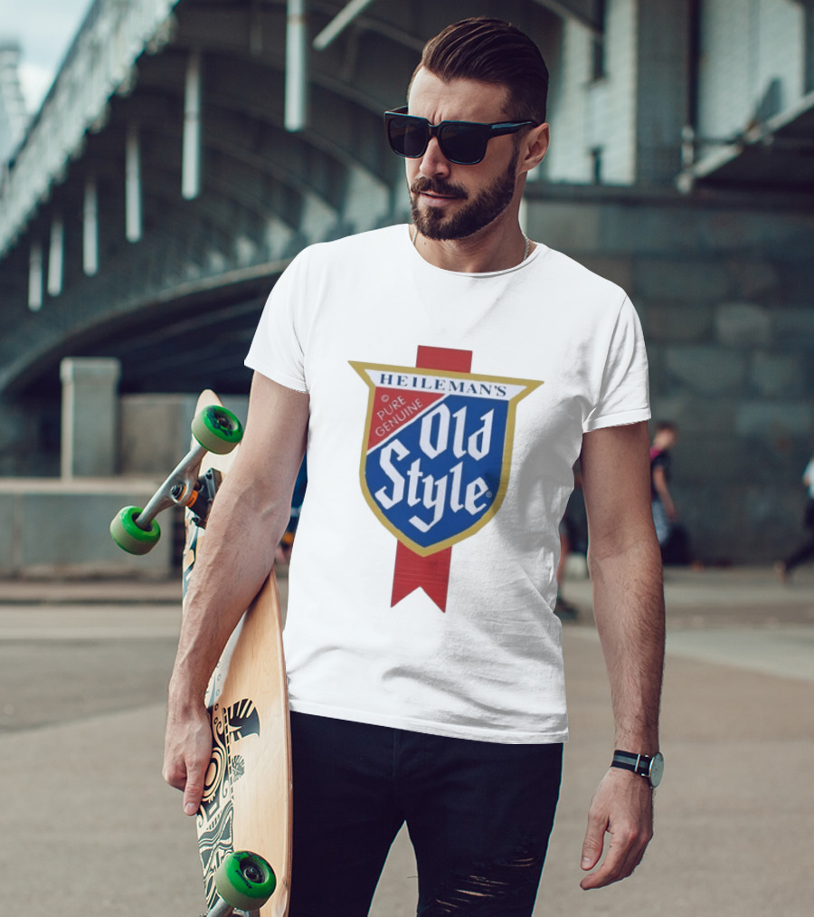 Old Style Beer Heileman's Pure Genuine Iconic Branding T-Shirt