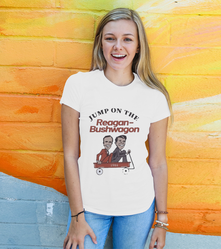 Jump On The Reagan Bushwagon 1984 Presidential Campaign T-Shirt