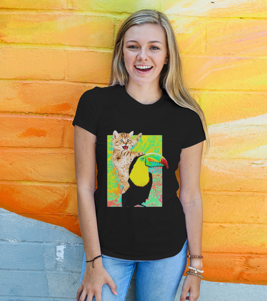 Liv And Maddie Joey Rooney Cat Toucan Ride Vibrant Animal Adventure T-Shirt