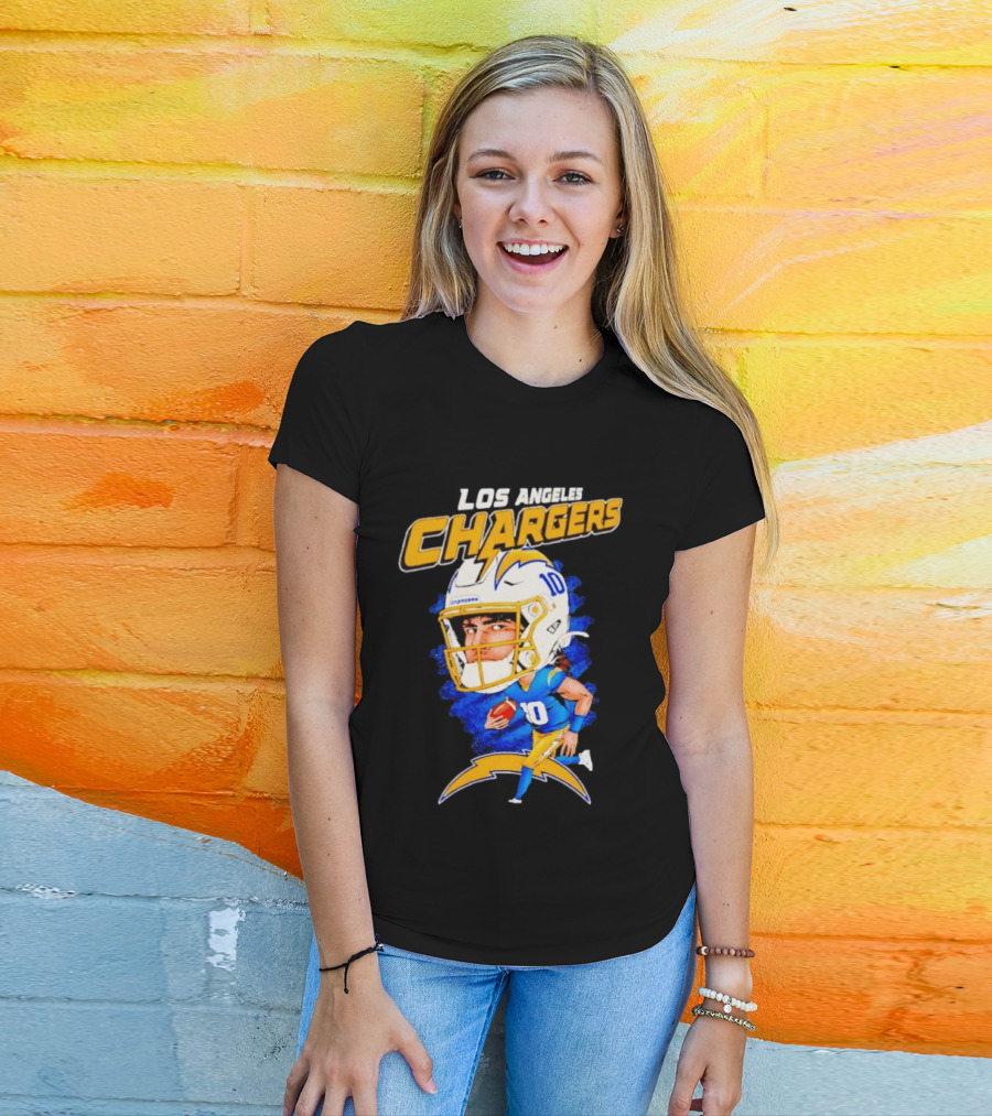 Los Angeles Chargers Justin Herbert Caricature Football Star 10 T-Shirt