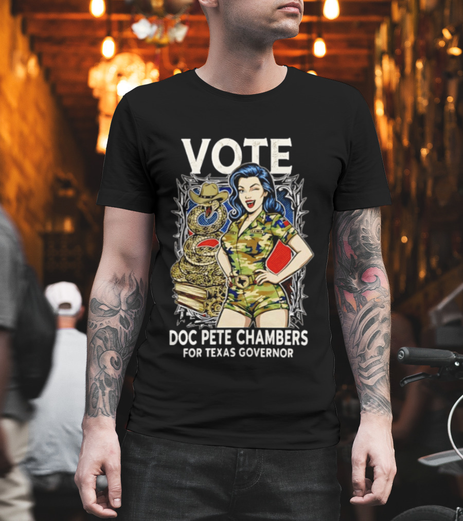 Vote Doc Pete Chambers For Texas Governor Camo Cowgirl Snake T-Shirt